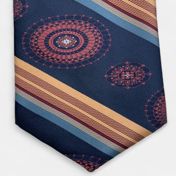 JC Penny Tie Vintage 1970's Wide Polyester Disco Loud Mod Striped Geometric - Picture 3 of 5